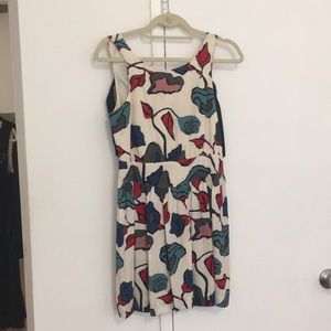 Beige and floral modern mini-dress